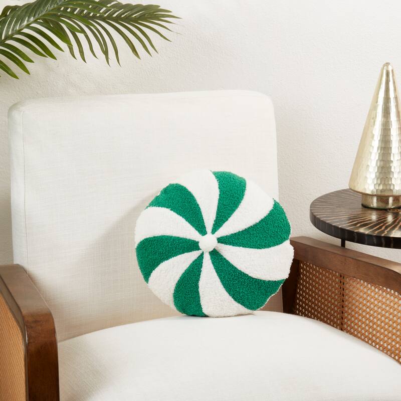 Holiday Cheer Candy Cane Poly Filled Throw Pillow