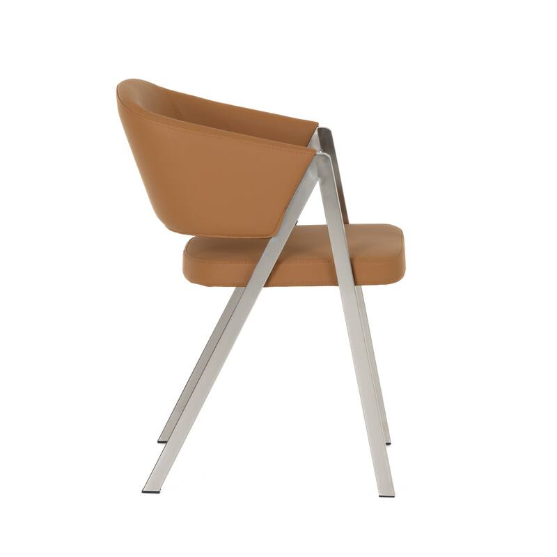 Modrest Marcus Modern Camel Vegan Leather Dining Chair (Set of 2)