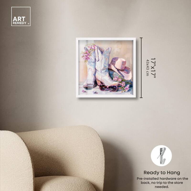 Spring Pink Cowboy Necessities Shadowbox by Art Remedy