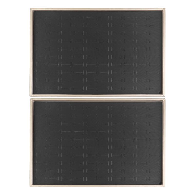 Set of 2 Stackable PU Leather Jewelry Organizer Trays with Removable Dividers for Drawers, Jewelry Organizer Storage - Black - Ring Tray