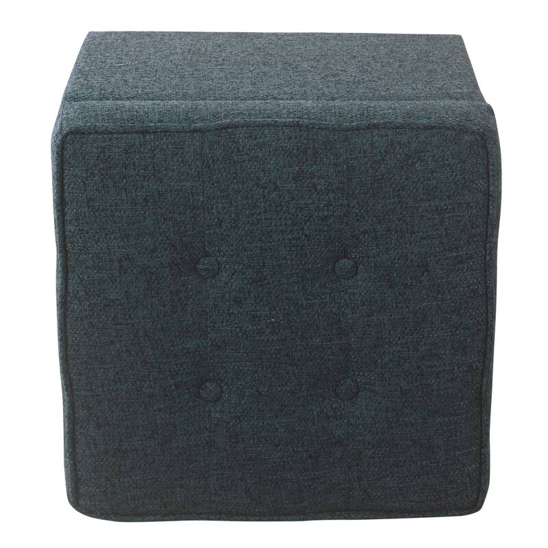 Square Tufted Storage Ottoman - Textured Navy
