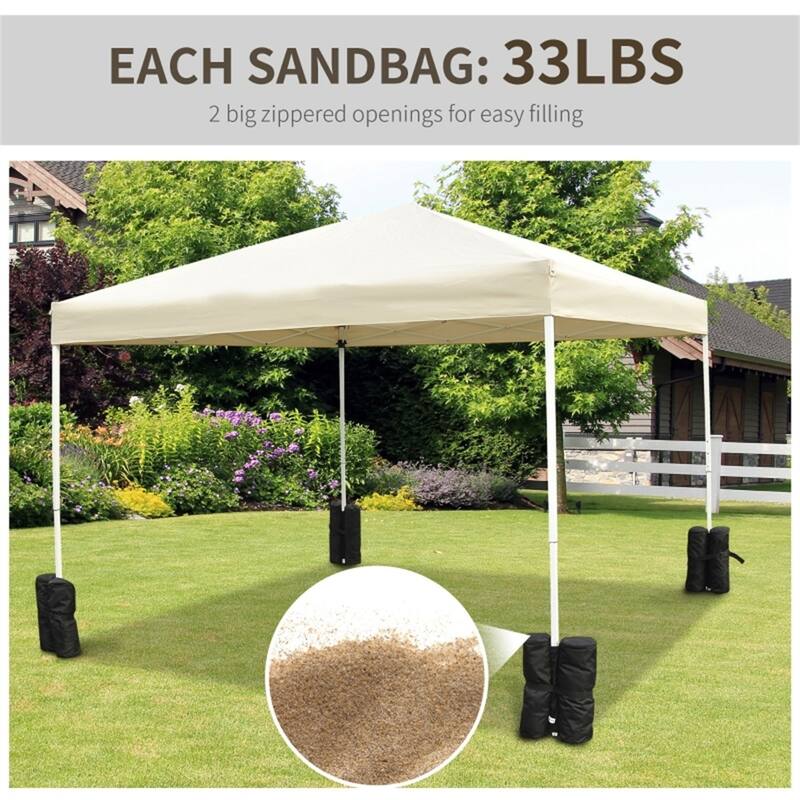 Black 4-Pack Heavy-Duty Sandbags for Pop-Up Tents Gazebos 33 lbs PA-Coated Polyester UV and Water - Φ5.5" x 16.5"H
