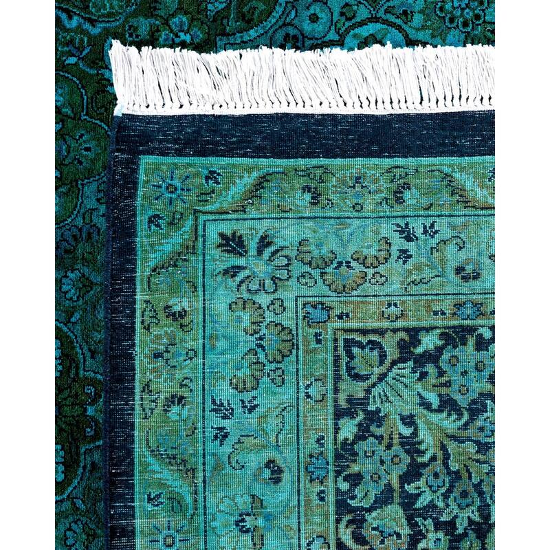 Overdyed, One-of-a-Kind Hand-Knotted Area Rug - Blue - 9' 3" x 16' 0"