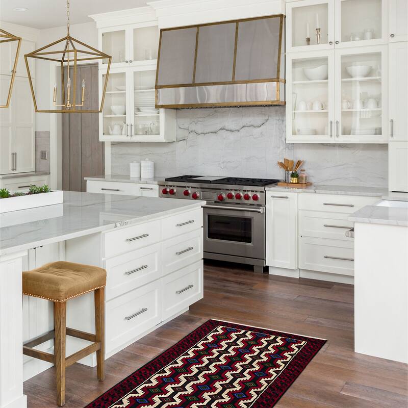 ECARPETGALLERY Hand-knotted Teimani Cream, Red Wool Rug - 3'3 x 6'1