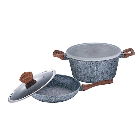 Berlinger Haus 4-Piece Compact Cookware Set, Gray Stone Collection