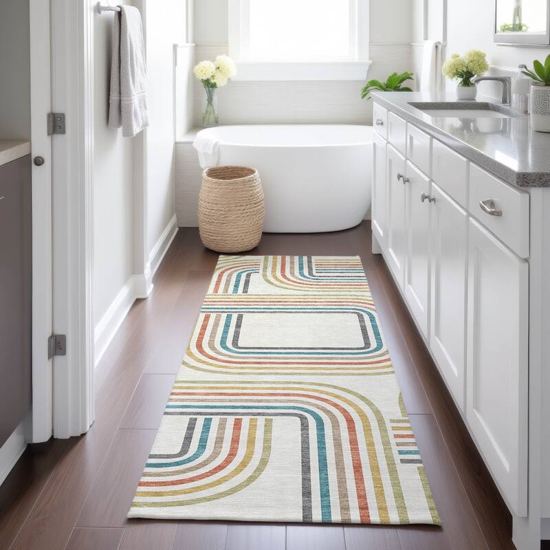 Machine Washable Indoor/ Outdoor Modern Leawood Chantille Rug
