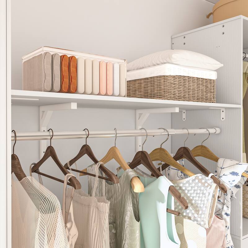 96'' W Wall-mounted Closet System with Storage Shelves and Hanging Rods,Adjustable Walk-in Closet Organizer System