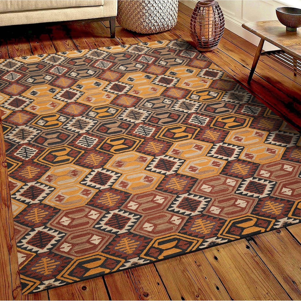 Hand Tufted 100% Wool Southwestern Oriental Area Rug Gold,Color