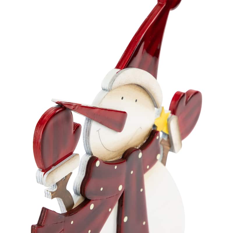 Glossy Snowman in Red Scarf and Mittens Christmas Decoration - 12"