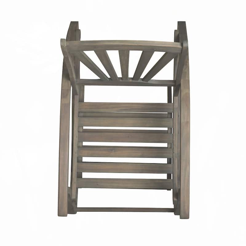 Outdoor Acacia wood Rocking Chair with Retractable foot panel,Grey