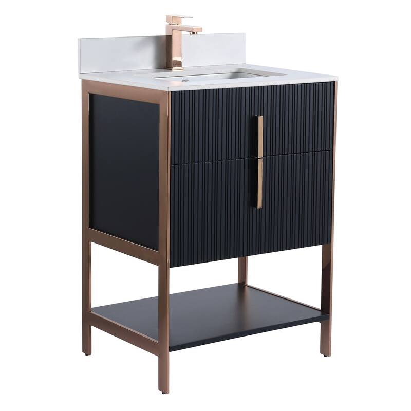 Fine Fixtures Serenity Modern Bathroom Vanity with White Stone Top