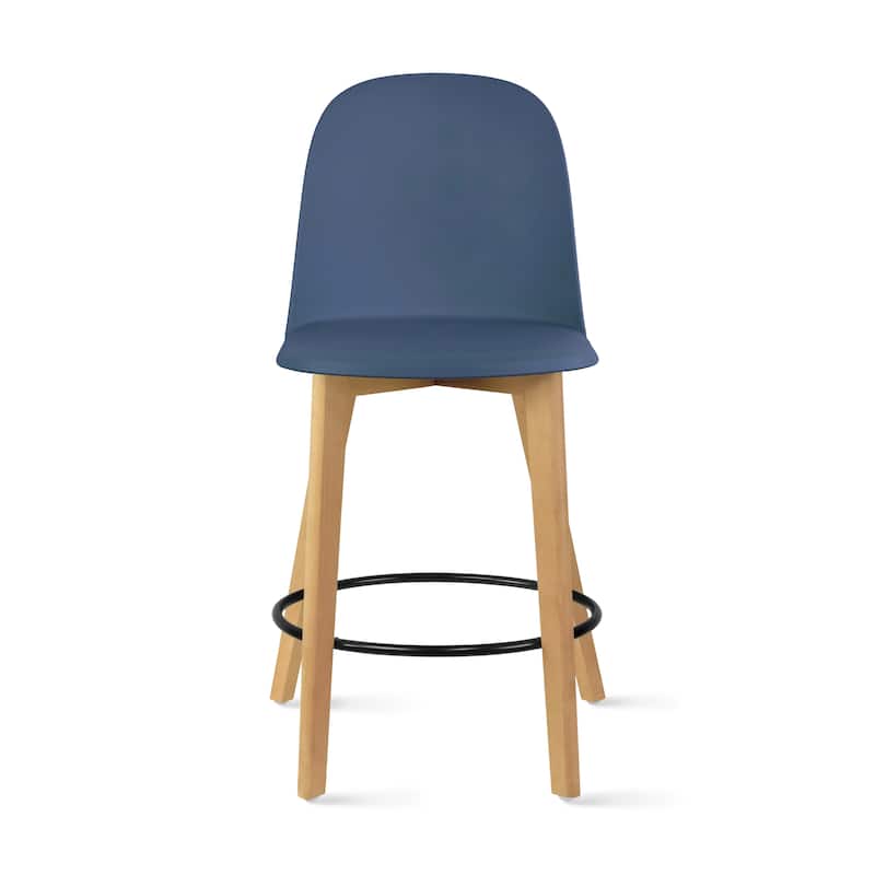 Set of 2 Designer Eiffel Chairs Counter Stools With Backs Side Molded Shell Kitchen Office Dining Dowel Bar Patio