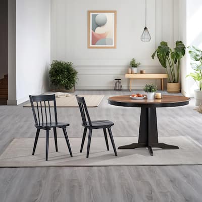 Traditional 17.5" Wide Wood Spindle Back Dining Chairs