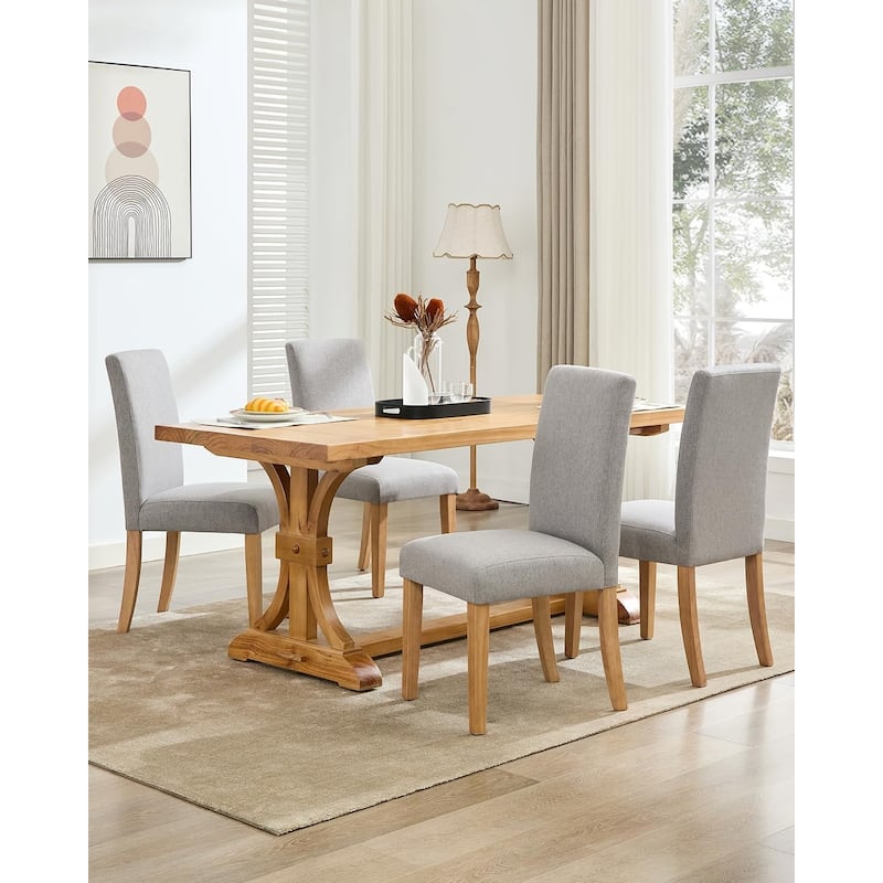 Modern Fabric Dining Chairs Set of 2 – Upholstered Curved Backrest, Wood Legs & 265lb Capacity, for Kitchen/Dining Room
