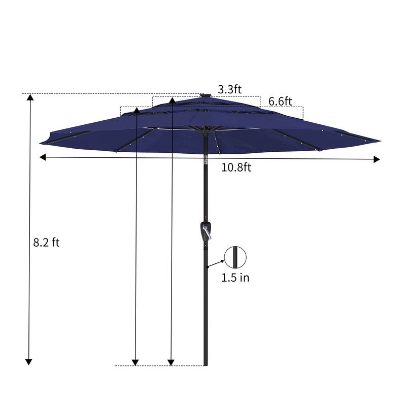 Clihome 11-Ft Outdoor Umbrella Patio UV Protection Umbrella Without Base