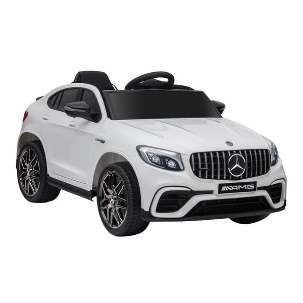slide 2 of 7, 12V Mercedes Benz AMG GLC63S Coupe Electric Ride-On Car for Toddlers with Remote Control, MP3, Horn, and Suspension White