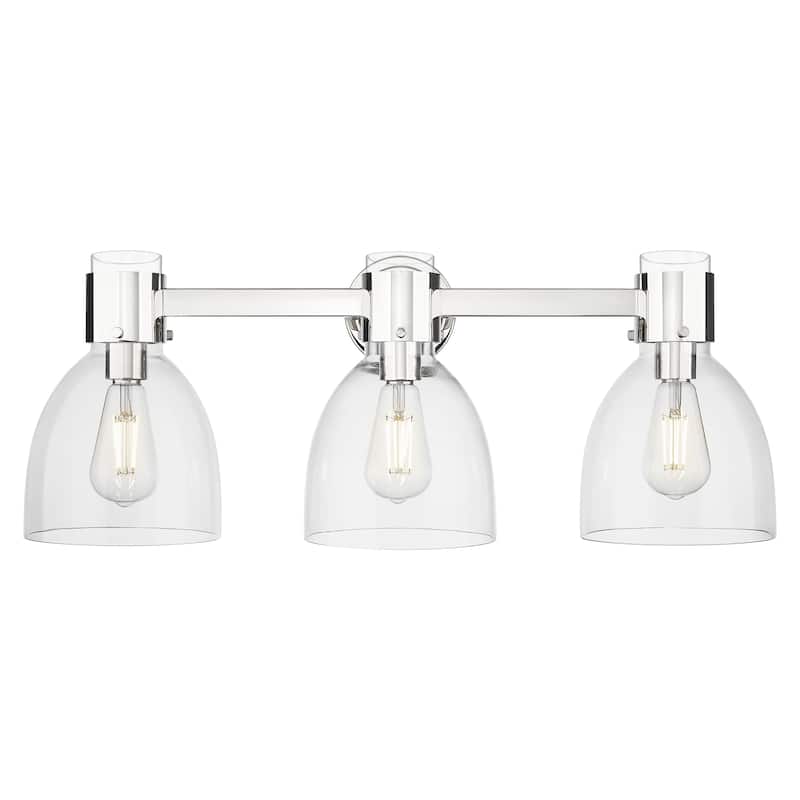 Innovations Lighting Downtown Urban - Lawton Bell - 3 Light 24" Wall-Mounted Bath Vanity Light - Clear/Polished Nickel