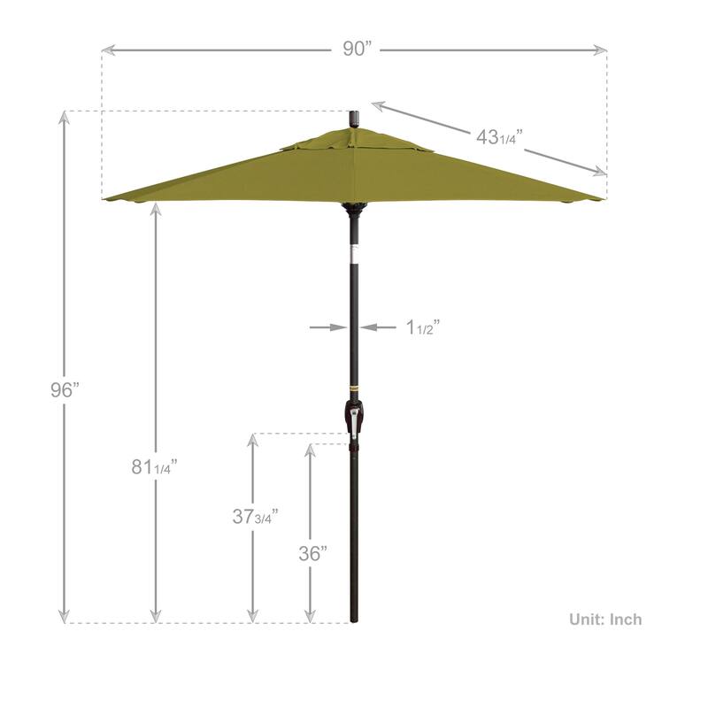 California Umbrella 7.5' Round Crank Lift Push Button Tilt Bronze Aluminum Patio Umbrella with Sunbrella Cilantro Fabric