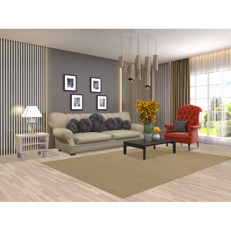 Beige Gold Gabbeh Oriental Area Rug Hand-Knotted Wool Carpet - 5'9" x 8'4"