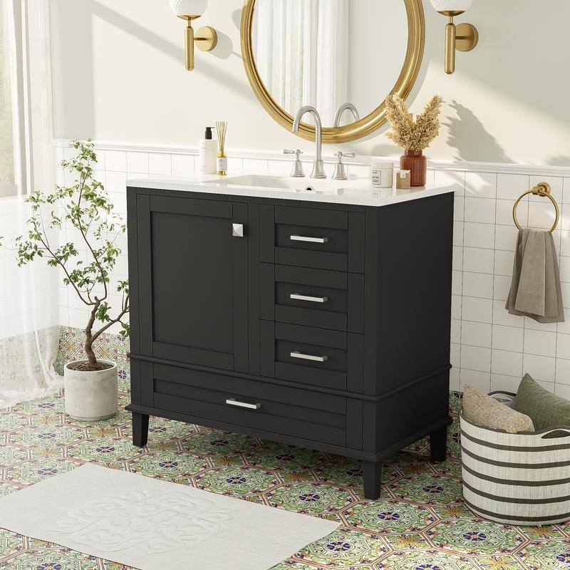 MEDUNJESS 36'' Bathroom Vanity Set with Ceramic Sink, Bathroom Storage Cabinet