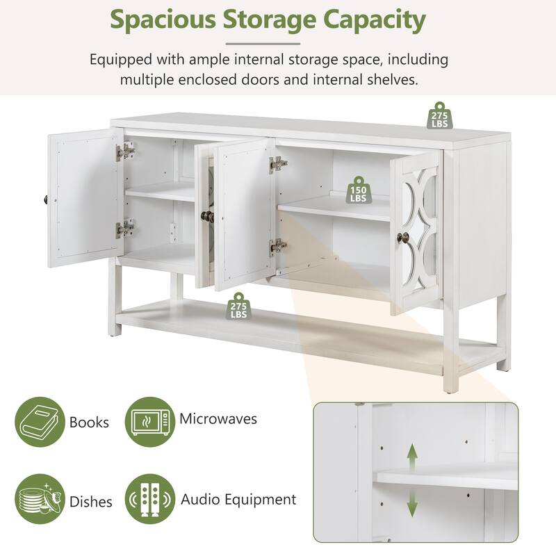 60''W Sideboard with Mirrored Doors - N/A