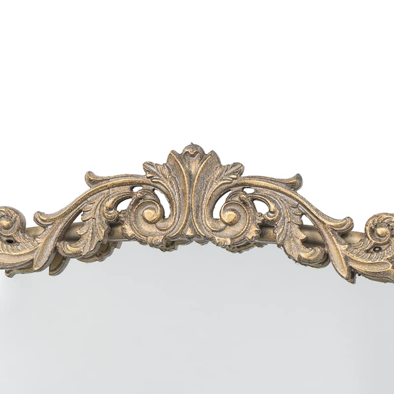 Baroque Style Arched Floor Mirror - 5.5' - Gold