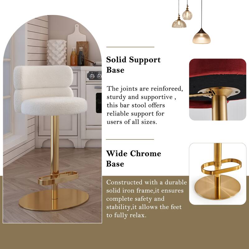 CAROCC Bar Stools Adjustable Armless Swivel PU Leather Barstool