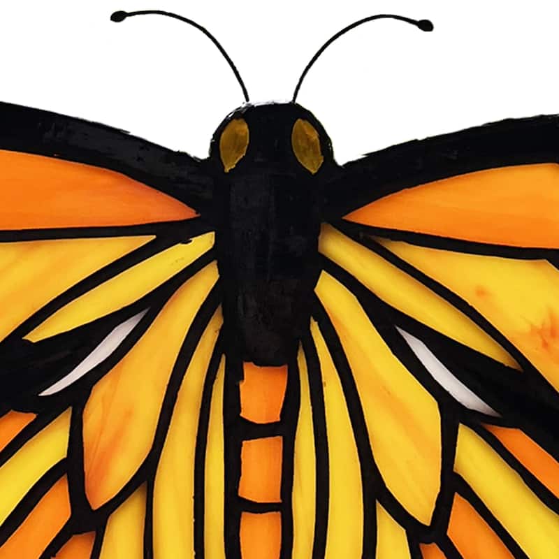 River of Goods Monarch River of Goods Orange and Black Stained Glass Window Panel - 12.375" x 0.25" x 6.5"
