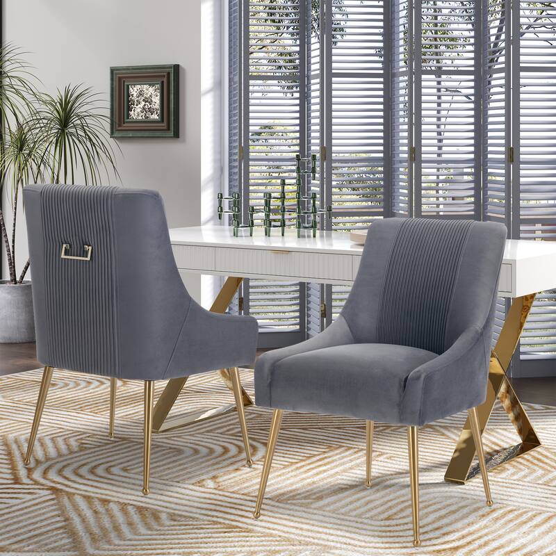 Clihome Velvet Upholstered Dining Chairs (Set of 2)