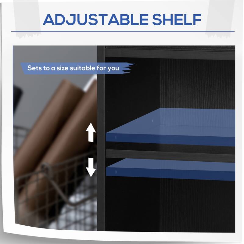 Rolling Printer Table Desk with Wheels and Adjustable Shelf