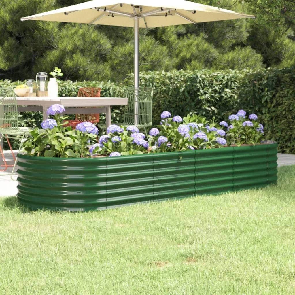 vidaXL Raised Garden Bed Raised Flower Bed Galvanized Steel Outdoor Planter - 88.2 x 88.2 x 14.2 in