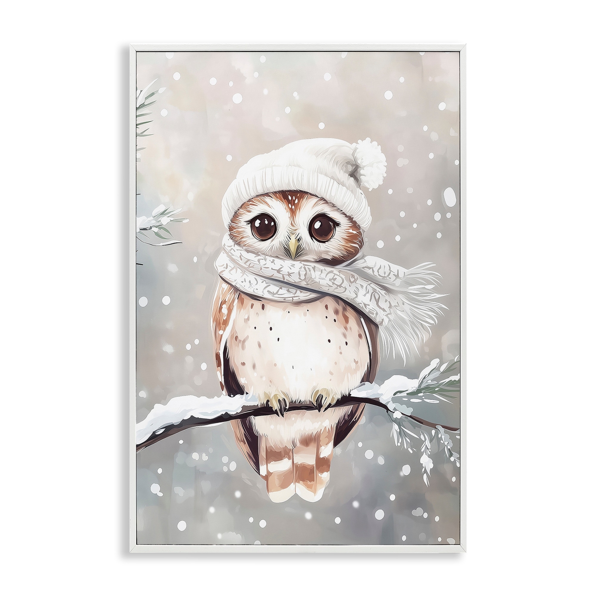 Stupell Cute Winter Owl Framed Giclee Art Design By Arlington Prints