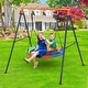 preview thumbnail 1 of 5, 440lbs Saucer Swing Set with Heavy-Duty Metal A-Frame and Adjustable Ropes