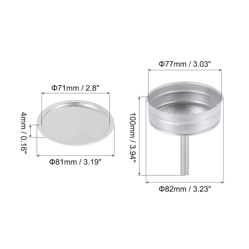 Aluminium Filter Replacement 81x71x4mm for 12-Cup Use Mocha Coffee Maker Pot - Silver - Silver