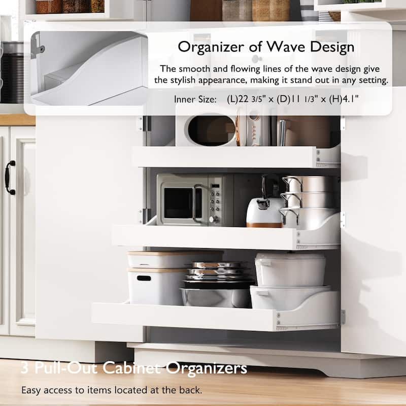 71" Tall Kitchen Pantry Cabinet with 3 Pull-Out Organizers, Freestanding Cupboard With Adjustable Shelves, Versatile Storage