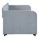 preview thumbnail 9 of 10, Stylish & Simple Upholstered Daybed Sofa Bed With Wood Slat, Trundle Bed, Twin Size, Blue