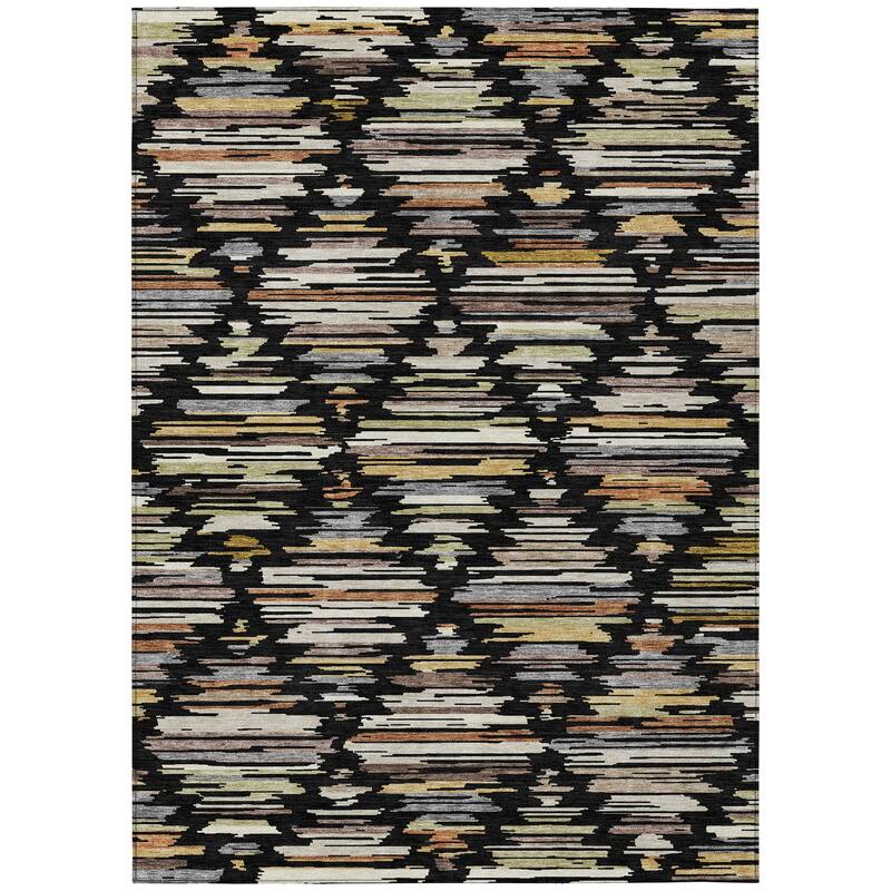 Machine Washable Indoor/ Outdoor Modern Trellis Chantille Rug
