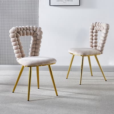 Modern chair(set of 2 ) with iron tube legs, soft cushions and comfortable backrest