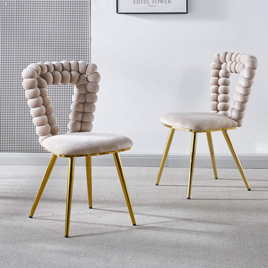 Modern chair(set of 2 ) with iron tube legs, soft cushions and comfortable backrest