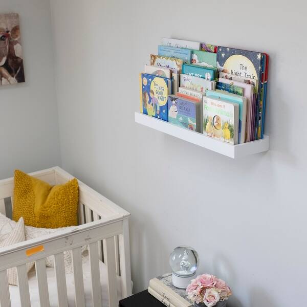 slide 2 of 10, Wallniture Philly 23 3/4" White Wall Shelf Kids Room Decor, Floating Bookshelf