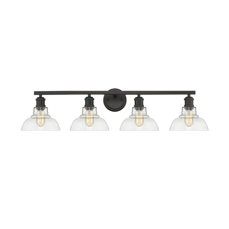 Golden Lighting Carver 4 Light 35" Wide Bathroom Vanity Light - Black / Clear
