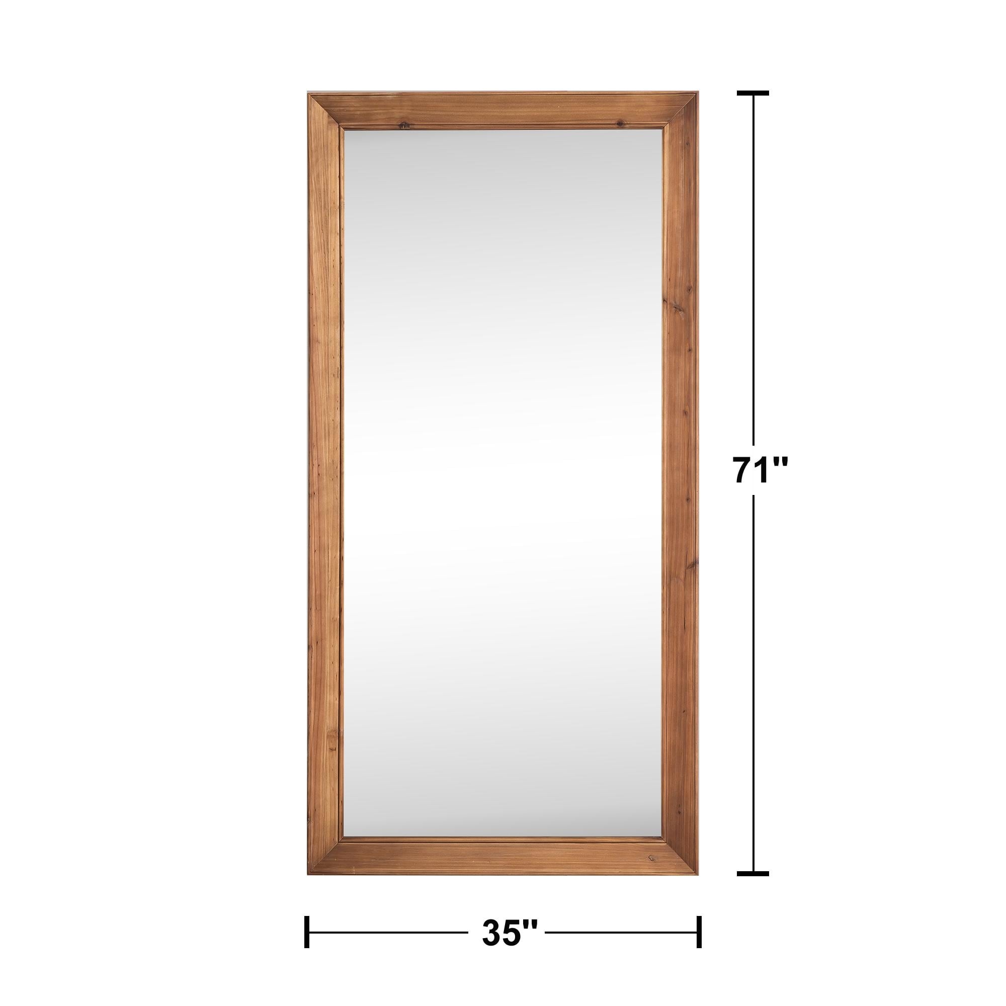 Portable Solid Wood Full-Length Mirror with Stand, Vertical Grain