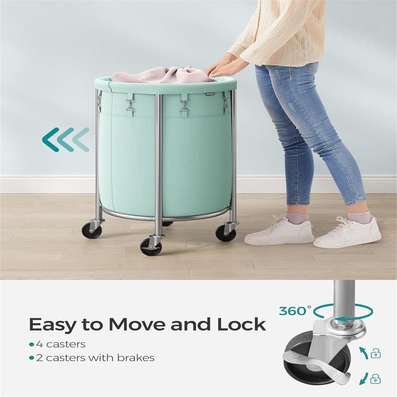 Laundry Basket with Wheels Rolling Laundry Hamper - 19.7"L x 19.7"W x 28"H
