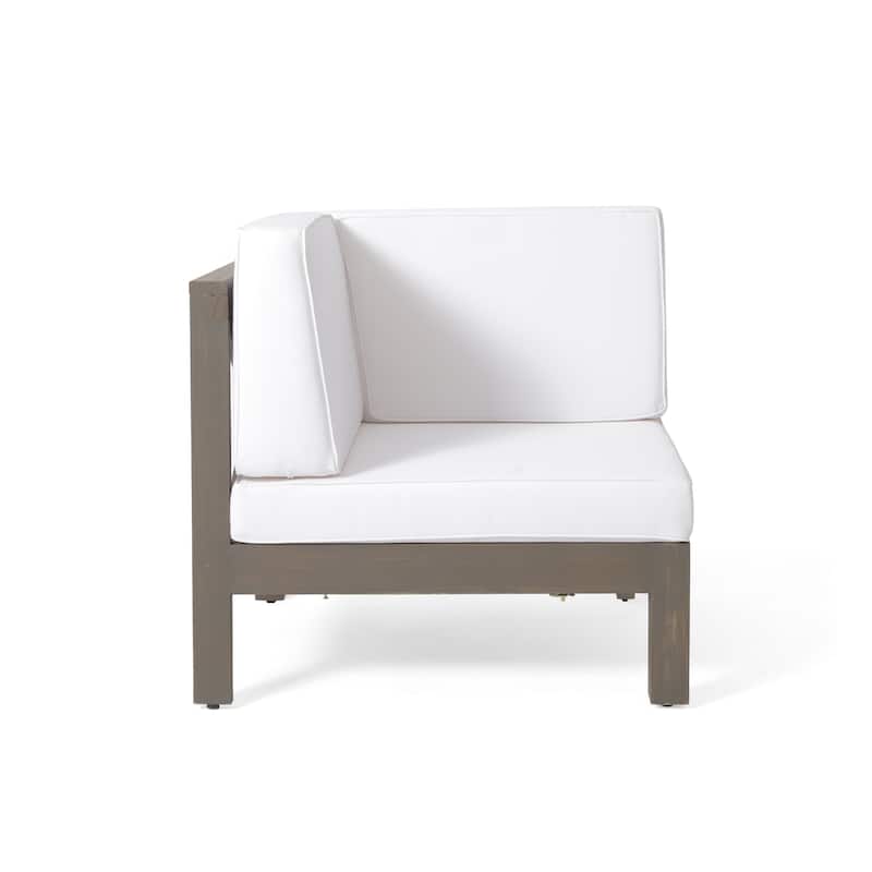 Brava Outdoor 11 Seater Acacia Wood Sectional Sofa and Club Chair Set by Christopher Knight Home