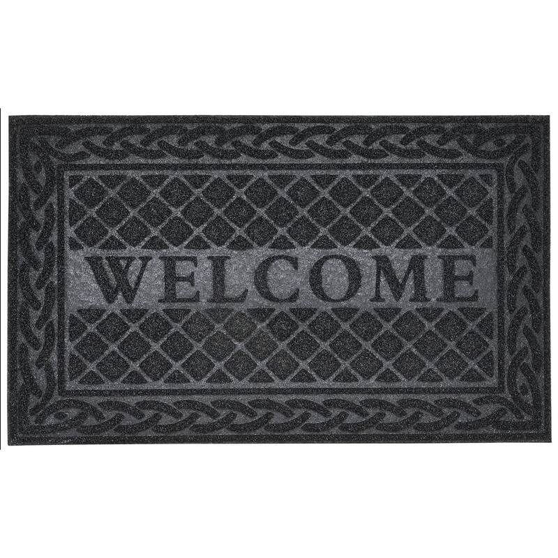 Superio Non-Slip Welcome Doormat for Entry, 18" x 30", Waterproof, Mat - Black