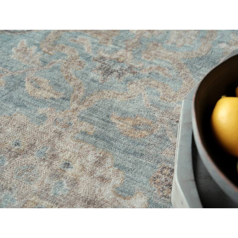 Artisan Handmade Wool/Nylon in Light Blue Area Rug