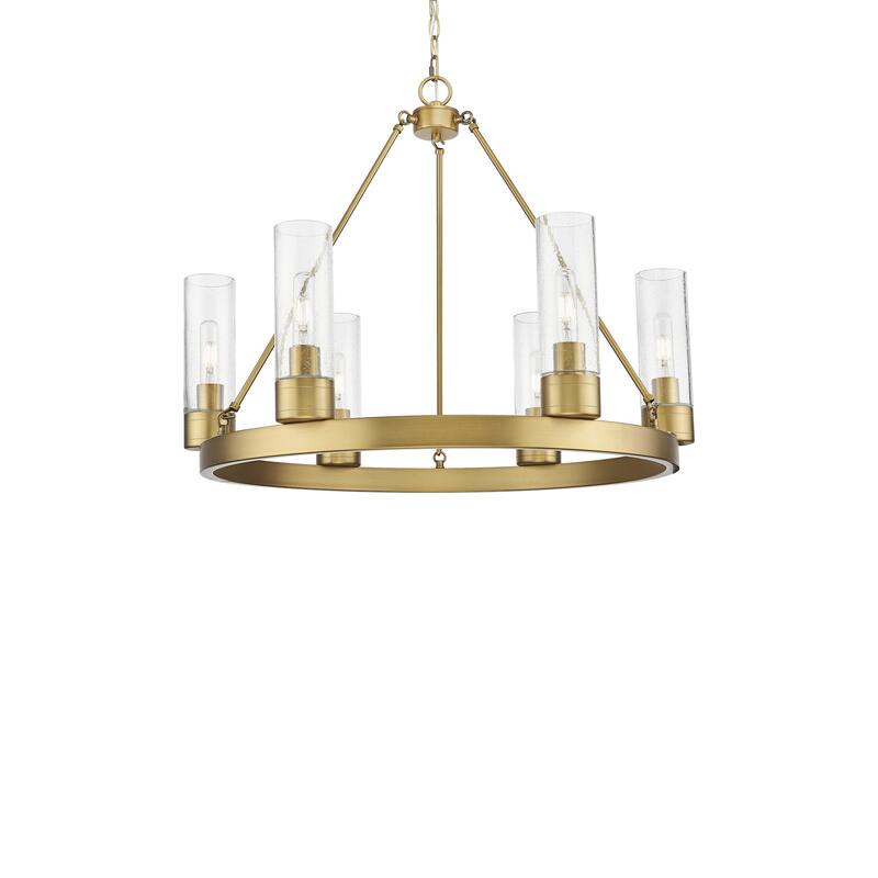 Innovations Lighting 617-6CR-24-29-8 Boreas Chandelier Boreas 6 Light - Brushed Brass / Seedy