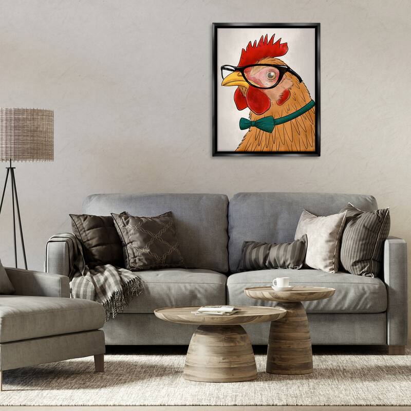 Stupell Funny Hipster Rooster Framed Floater Canvas Wall Art Design By Marcus Prime