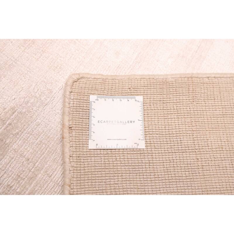 ECARPETGALLERY Hand Loomed Shimmer Ivory Viscose Rug - 6'6 x 9'7