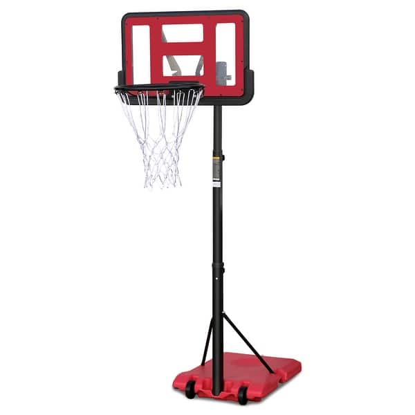 slide 2 of 15, Use for Outdoor Height Adjustable Basketball Hoop, 44'' Backboard Portable Basketball Goal System with Stable Base and Wheels Red